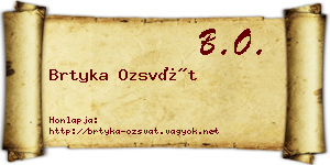 Brtyka Ozsvát névjegykártya